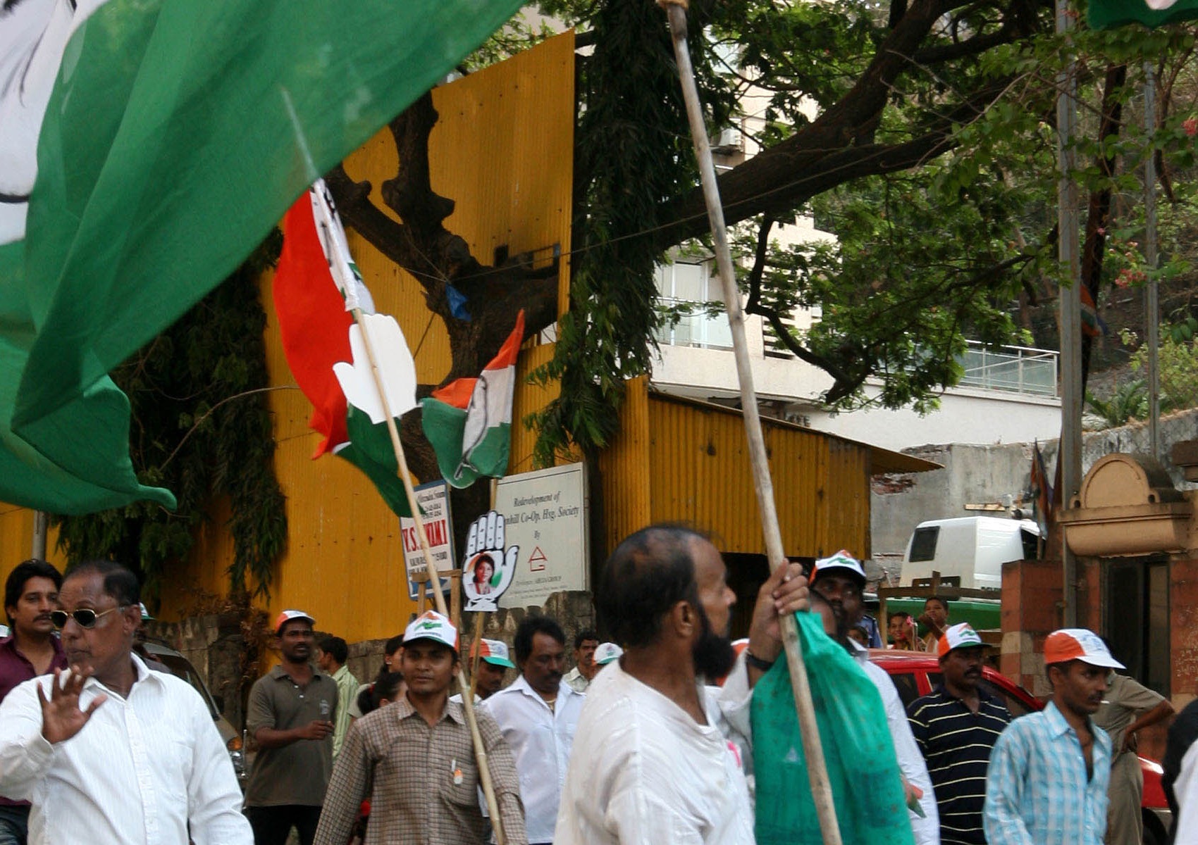Indian campaign volunteers and supporters at a public rally