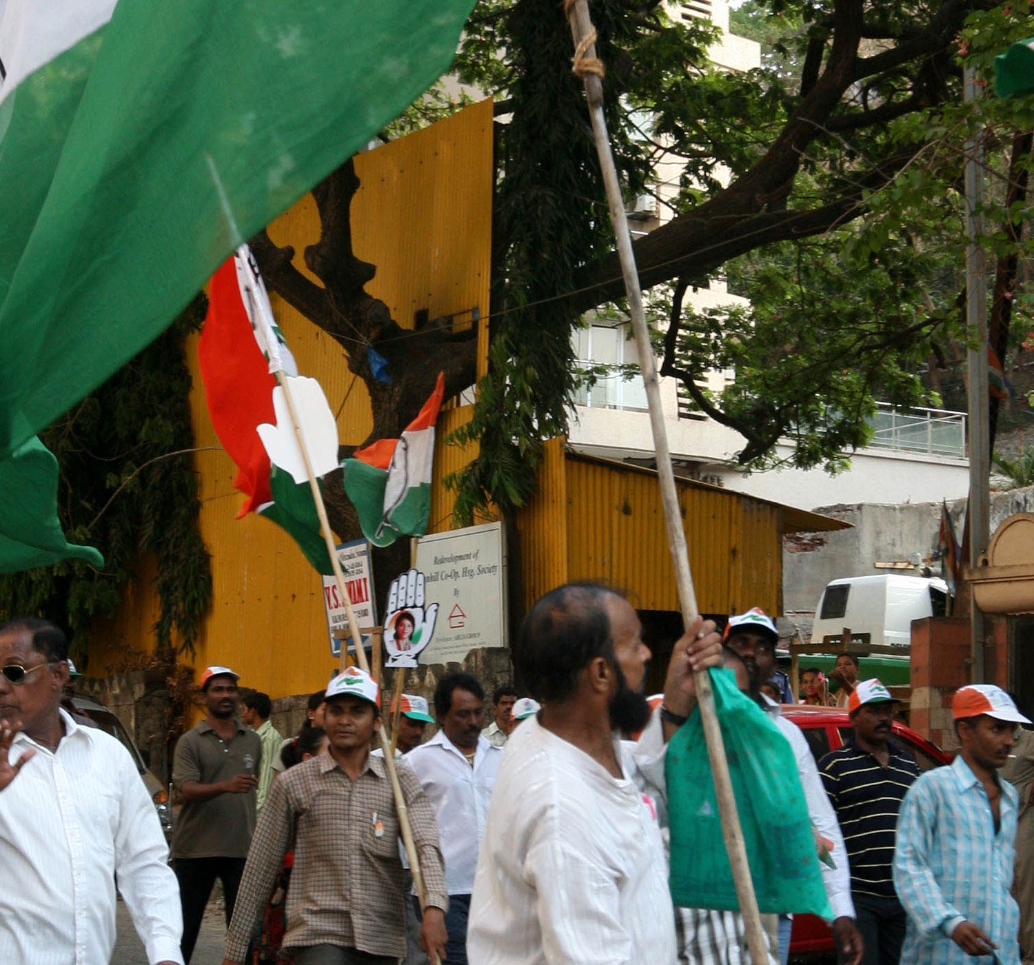 Indian political supporters at a campaign rally
